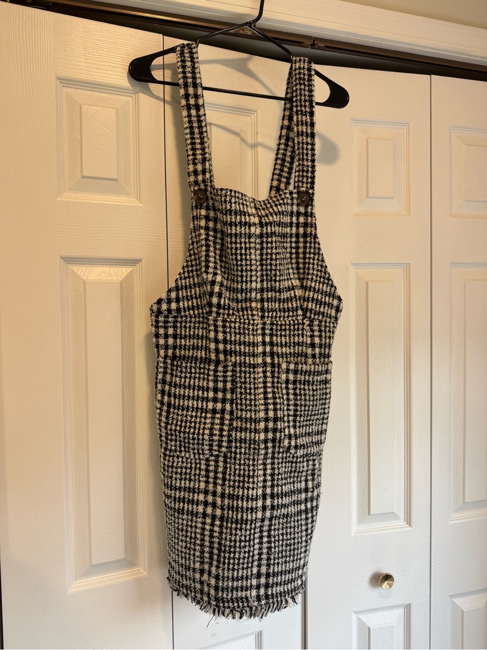 orange creek Black & White Houndstooth Mini Pinafore Dress